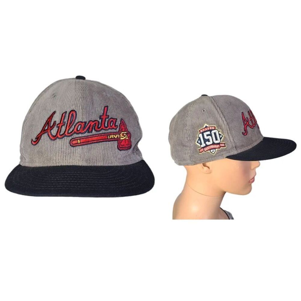 Atlanta Braves 150th Anniversary Corduroy New Era 59FIFTY Fitted Hat 7 3/8 colle